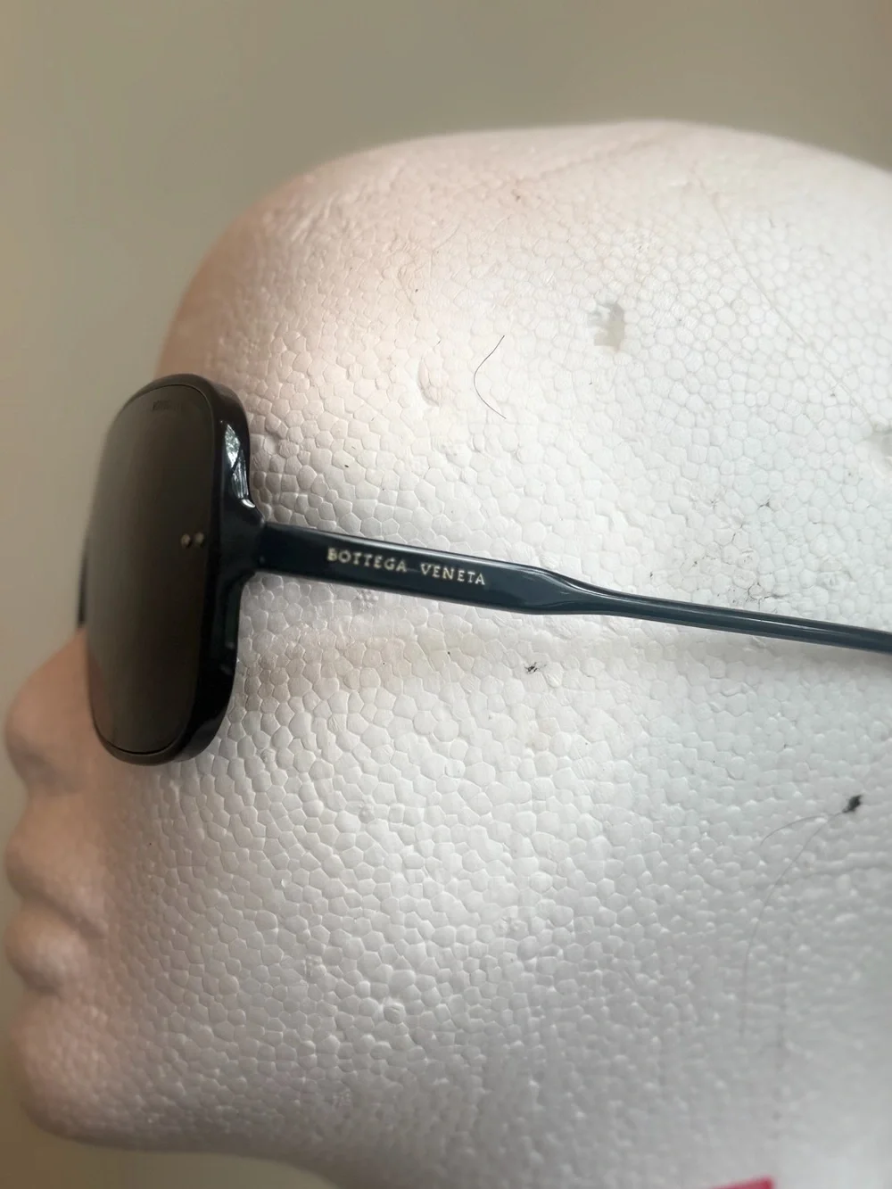 Bottega Veneta Men's Black Shield Sunglasses with Dark Gray Lenses